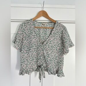 Show Me Your Mumu Short Sleeve Floral Crop Blouse - size M